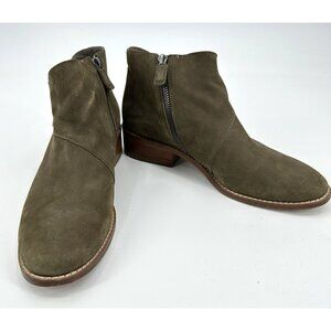EILEEN FISHER billie bootie shoes ankle suede side zip up olive green casual 9
